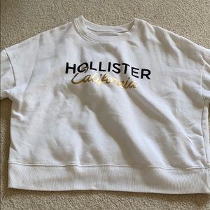 Hollister medium cropped white sweatshirt